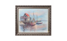 กรอบรูปภาพสีน้ำมันสิ่งแวดล้อมชายทะเล